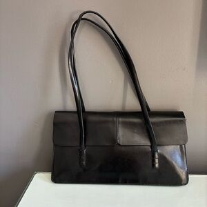 Classic Black Leather Shoulder Bag